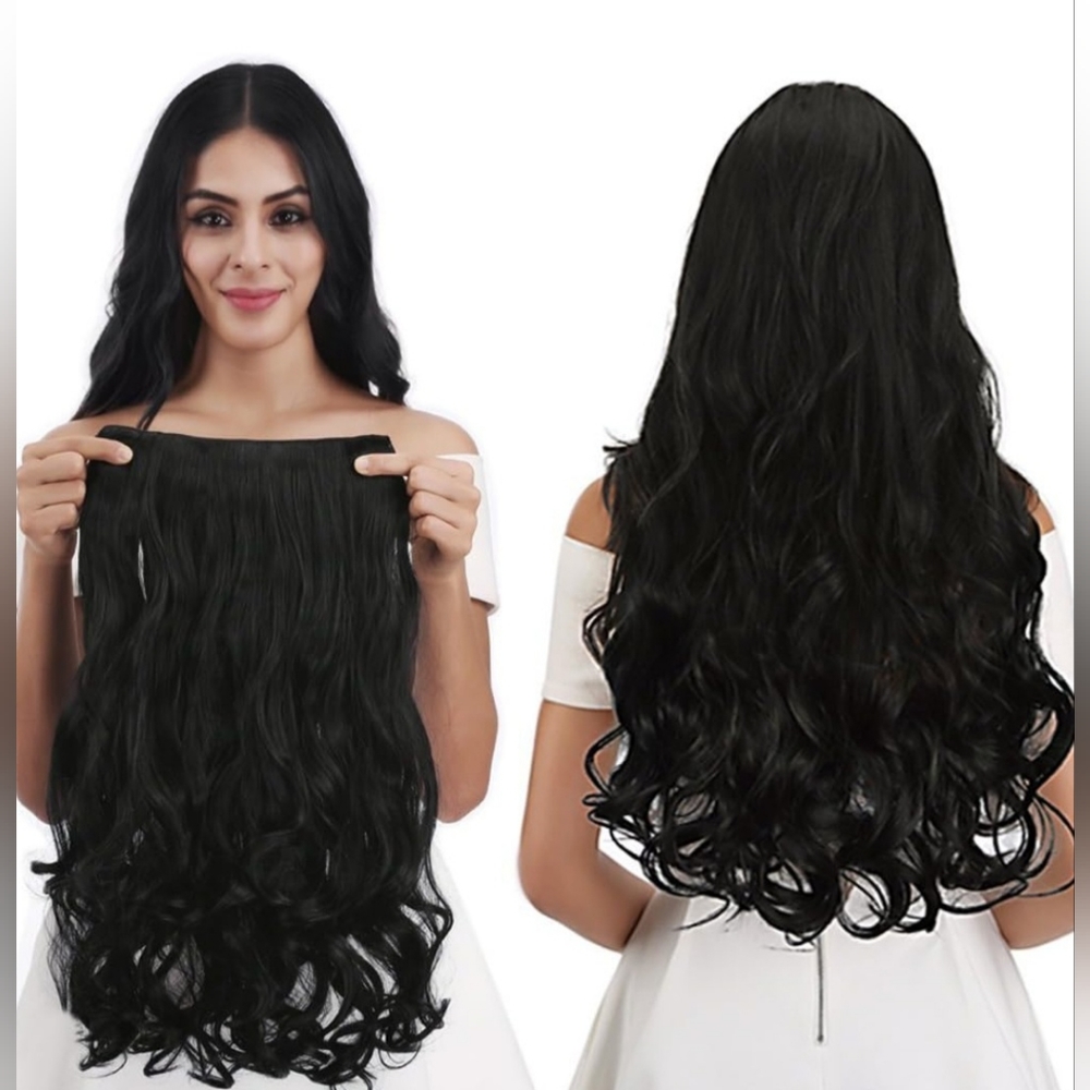 20" 1-Pack 3/4 Full Head Wavy Clip in Synthetic Hair Extensions